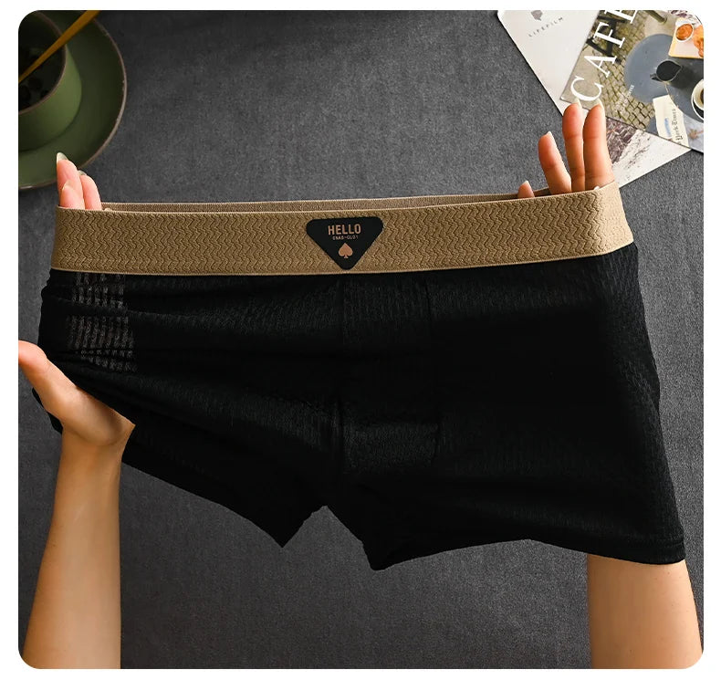 1/4 Stück Herren-Unterwäsche aus Eisseide, heiße Dessous, dünne Boxershorts, coole Unterhosen, atmungsaktive sexy Slips, U-förmige Shorts, Größen L-6XL