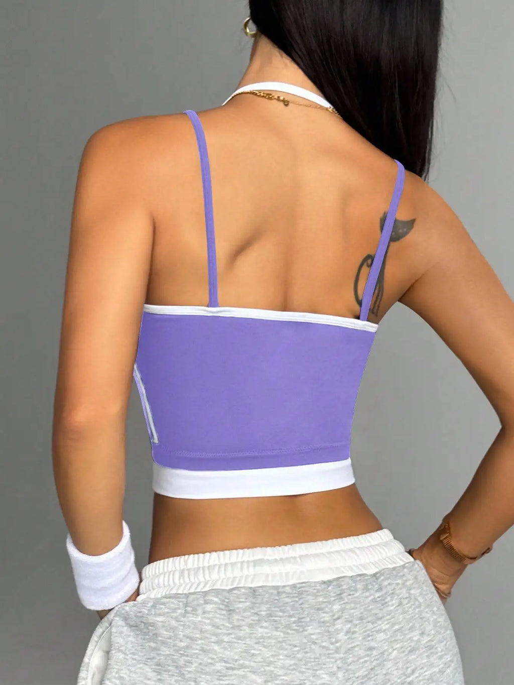 Farbblockierender, nicht aus Stahl gefertigter Ring, schöne Sportweste für Damen-Outdoor-Bekleidung, Fitness-Laufen, stoßdämpfende Raffung, s