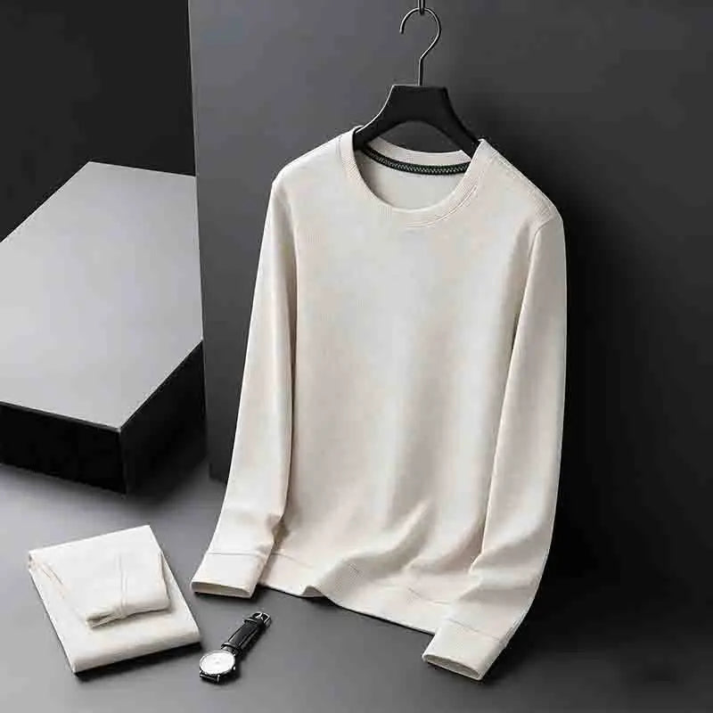2026 Neuerscheinung Herren Basic Einfarbiger Rundhals-Pullover Atmungsaktiver Langarm-Strickpullover
