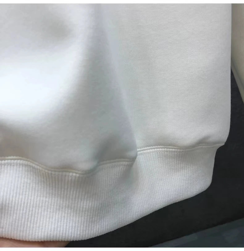 Pajamas Simple Solid Color Hoodie New Round Neck White Spring Autumn Pure Cotton Long Sleeve T-shirt Base Clothing Trend Fashion
