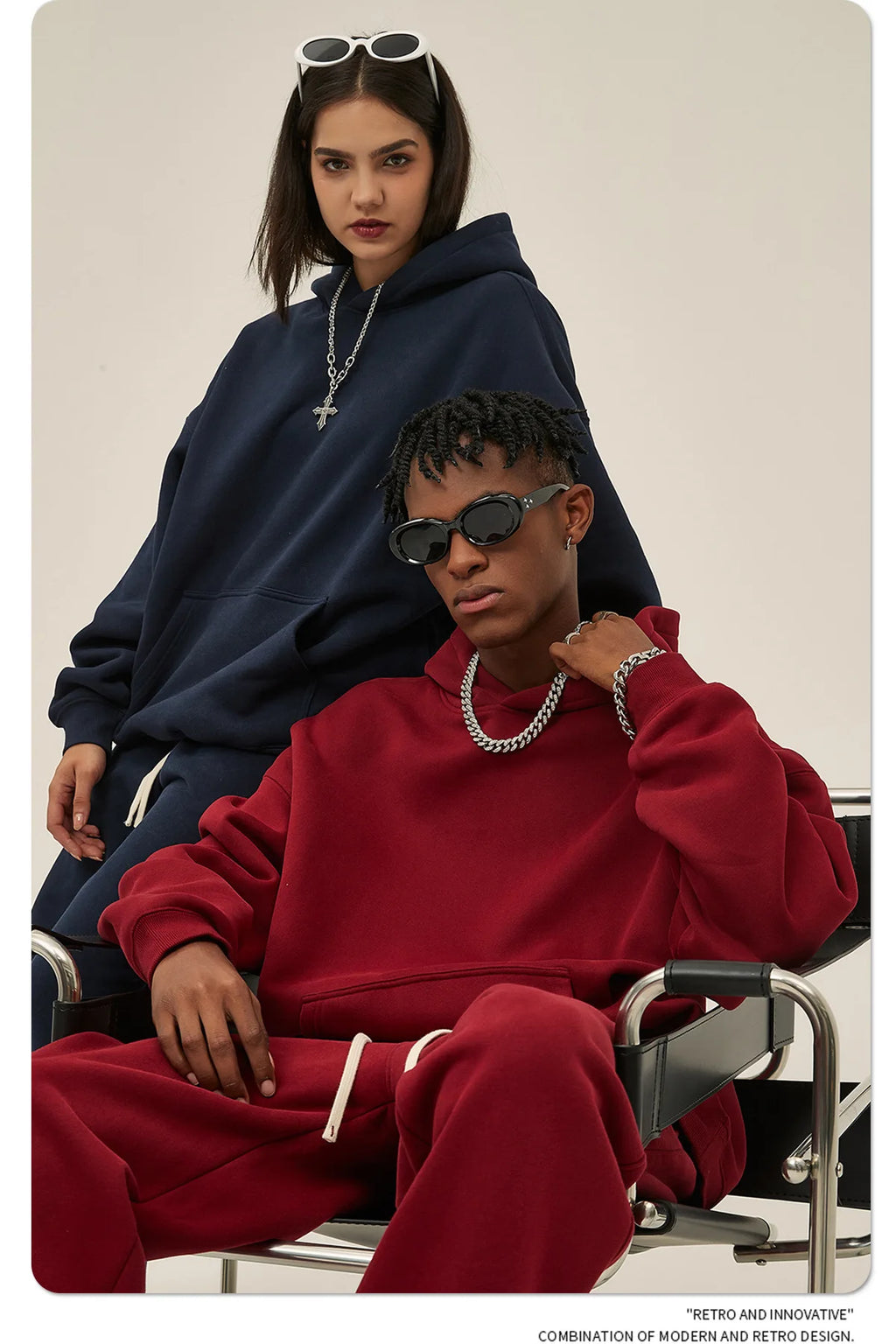 Winter Solid Color Hoodie Hip Hop Plush Hooded Sweatshirts Oversized Pullover Harajuku Custom Casual Hoodies Tracksuit Men Women