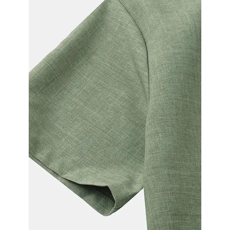 Herrenoberteile aus Leinen, 100 % heißer Verkauf, Leinenhemd, halbe Strickjacke, Knopfleiste, Stehkragen, einfarbiges Hemd, Leinen, europäische Größe