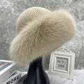 New Stylish Beanie Hats for Women Winter Warm Fluffy Bone Cap Soft Outdoor Thick Natural Fox Fur Hat Female Dome Hats