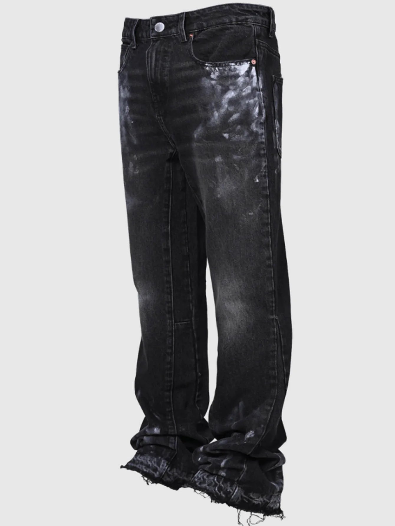 Jeans Herren Vintage gerade Hose mittlere Taille Stretch Distressed Washed Pockets Button Basics Hose 2025, Streetwear Denims