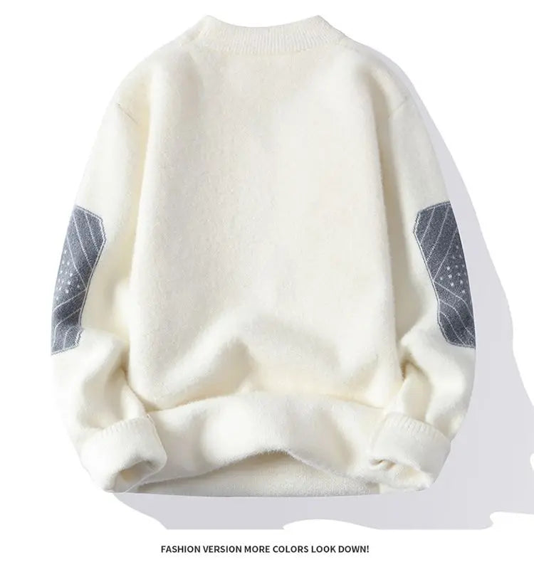 Fashion O-Neck Spliced Knitted Letter Sweaters Men's Clothing 2024 Autumn Winter New Loose Casual Pullovers Loose All-match Tops