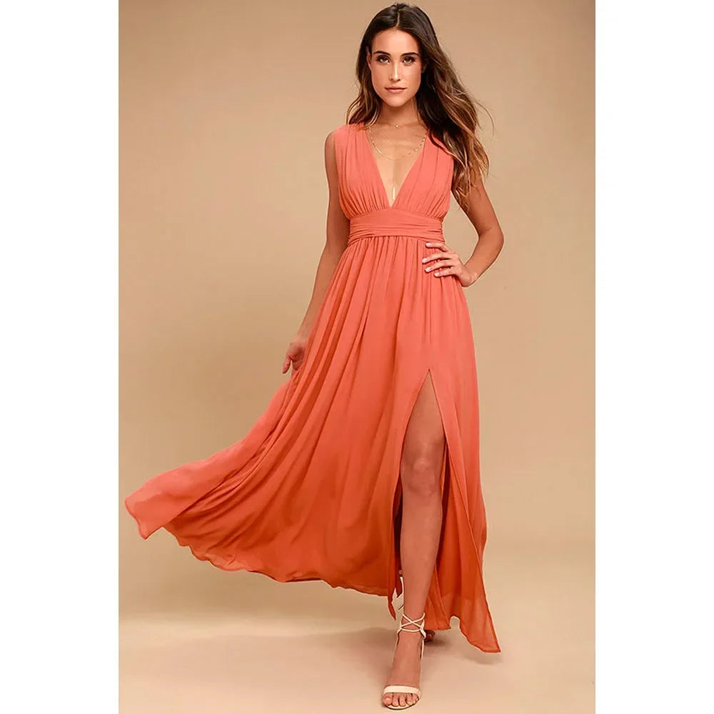 Sexy rückenfreies Maxi-Sommerkleid für Damen, Netzstoff, lang, figurbetont, rot, Weihnachts-Partykleid, Brautjungfern-Abendkleider