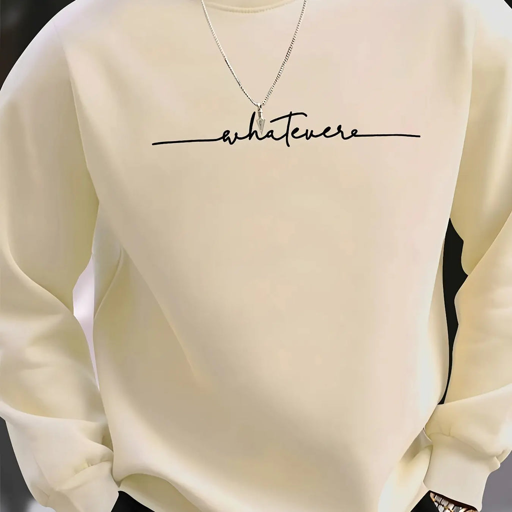 Men's autumn and winter fashionable casual loose and simple letter printed fleece long sleeved round neck sweatshirt