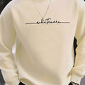 Men's autumn and winter fashionable casual loose and simple letter printed fleece long sleeved round neck sweatshirt