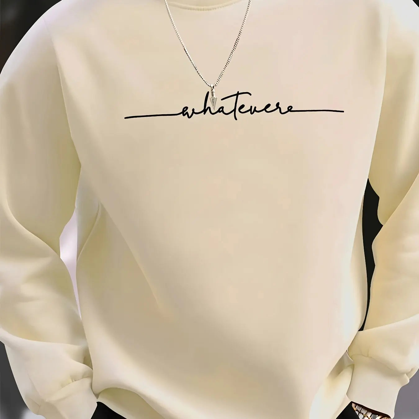 Men's autumn and winter fashionable casual loose and simple letter printed fleece long sleeved round neck sweatshirt