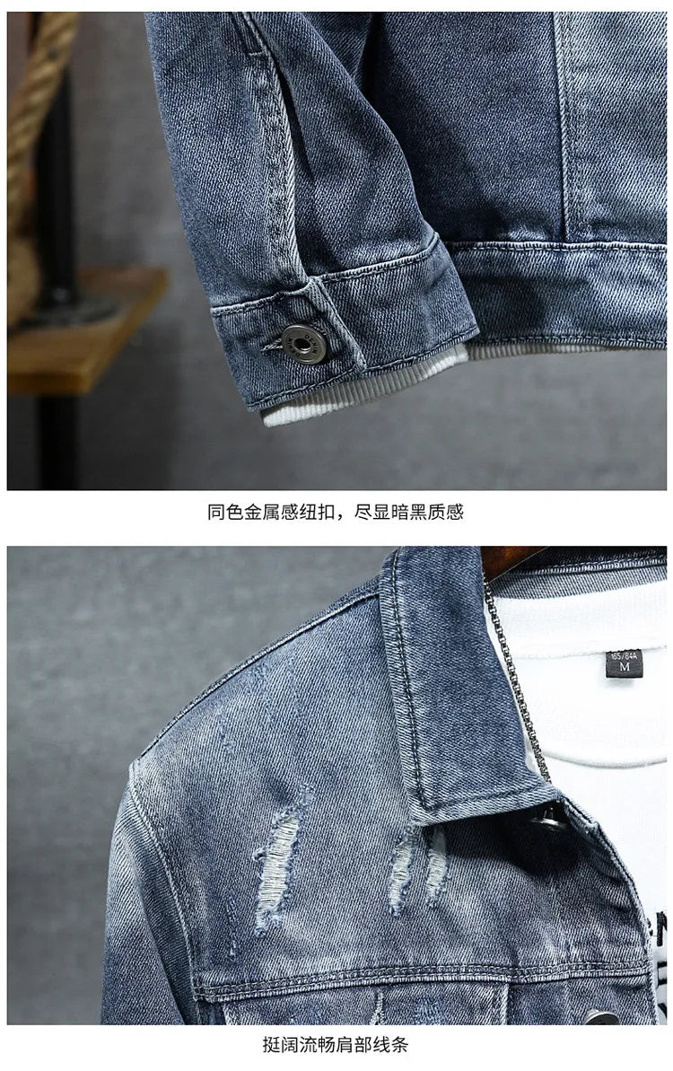 Frühling Herbst Neue Cowboy Luxus Strickjacke Denim Harajuku Mode Koreanischen Stil Kleidung Casual Cowboy Lose Mantel Motorrad Jacke