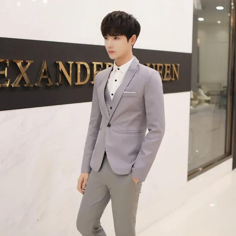 Western-Stil Herrenanzüge Grenzüberschreitende Großhandel Neue Ankunft Abnehmen Dreiteiliges Set Koreanische Version Business Professionelle Kleid