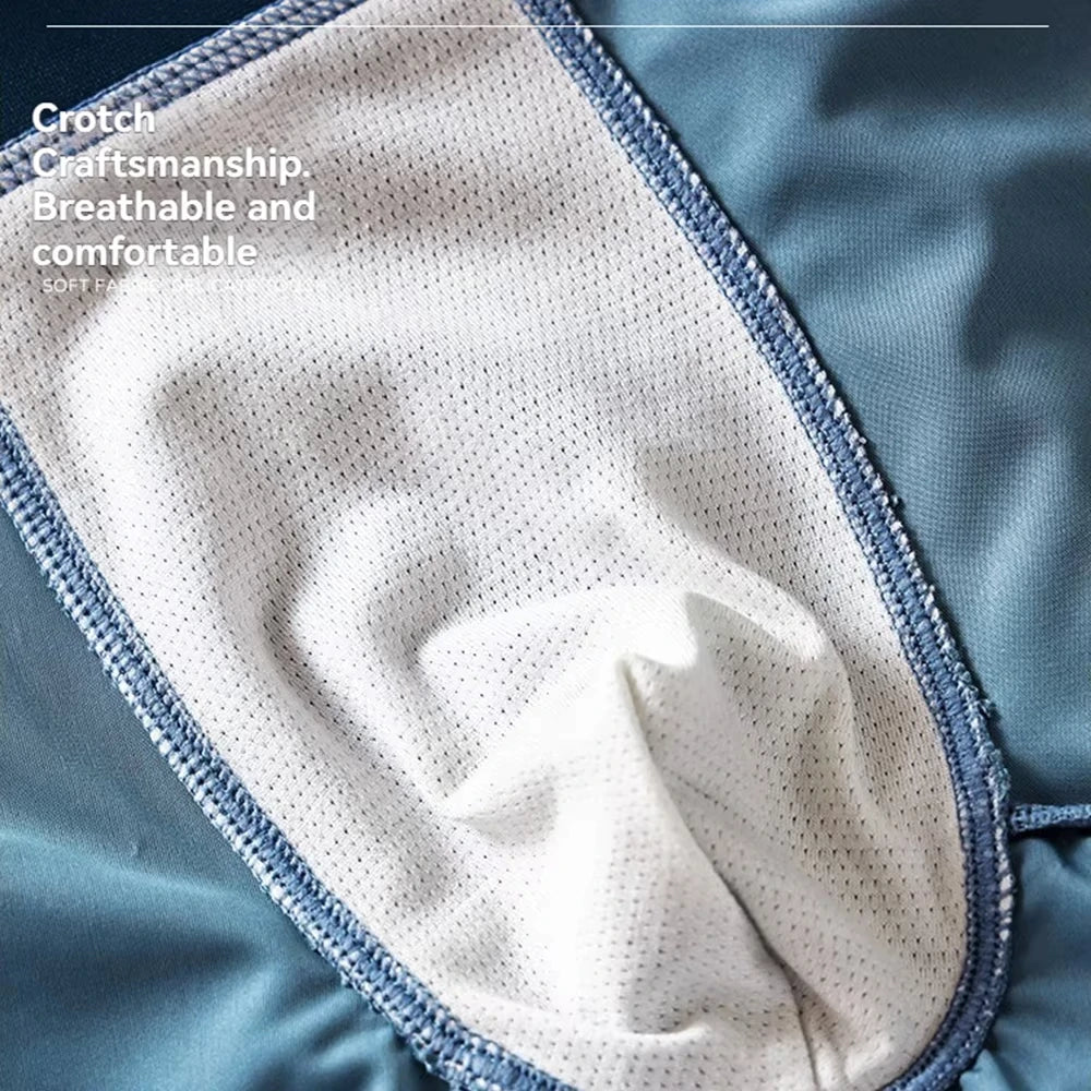 1/3Pcs Atmungsaktive Dünne Satin Seide Boxer Briefs Nahtlose Mittlere Taille Eis Seide Boxer Unterhose Glatte Unterwäsche für Männer Täglich