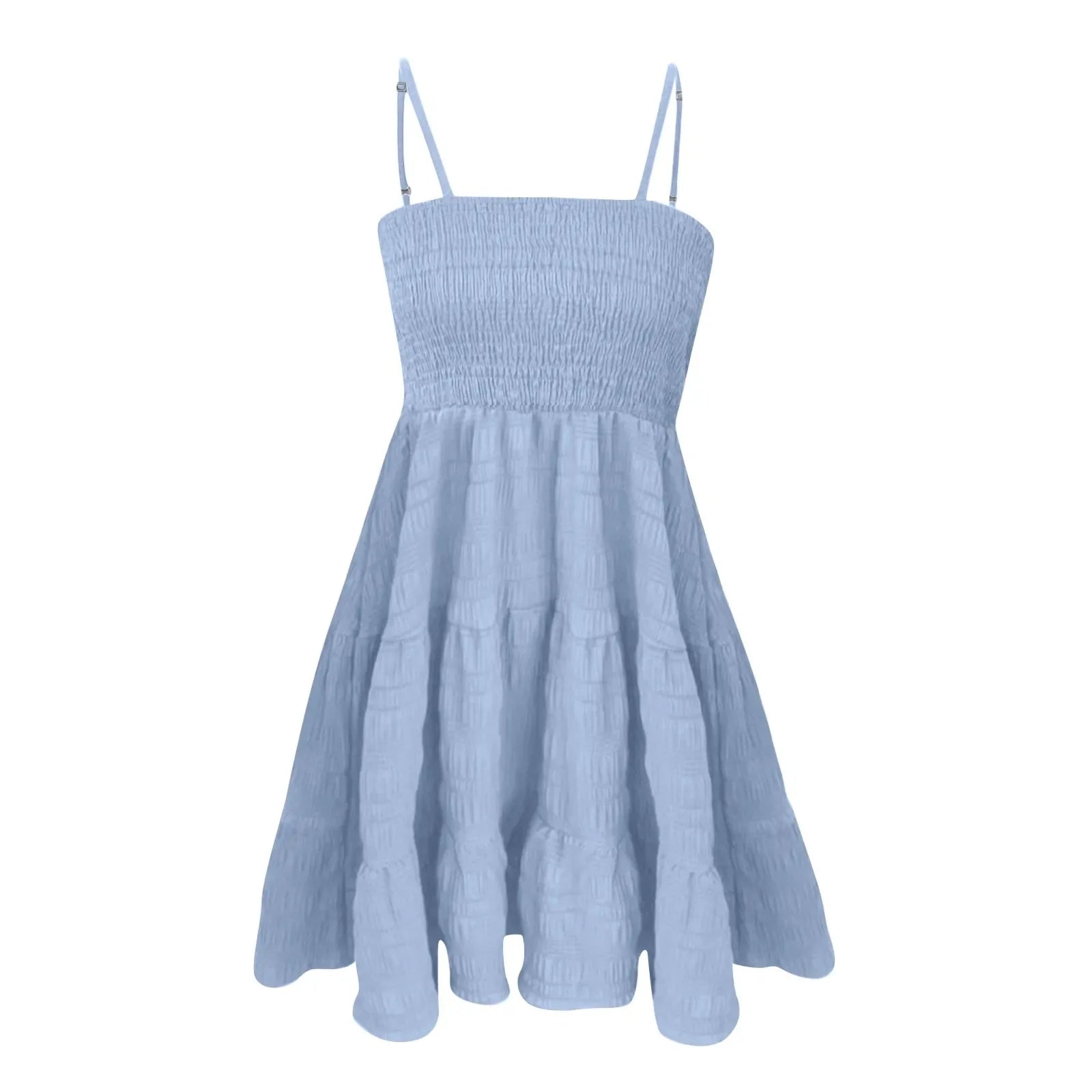 Bohemian Strand Sommerkleid Frauen Sexy Ärmellose Backless Große Schaukel Mini Kleid Solide Spaghetti Strap Rüschen Kleid Sommer Vestidos