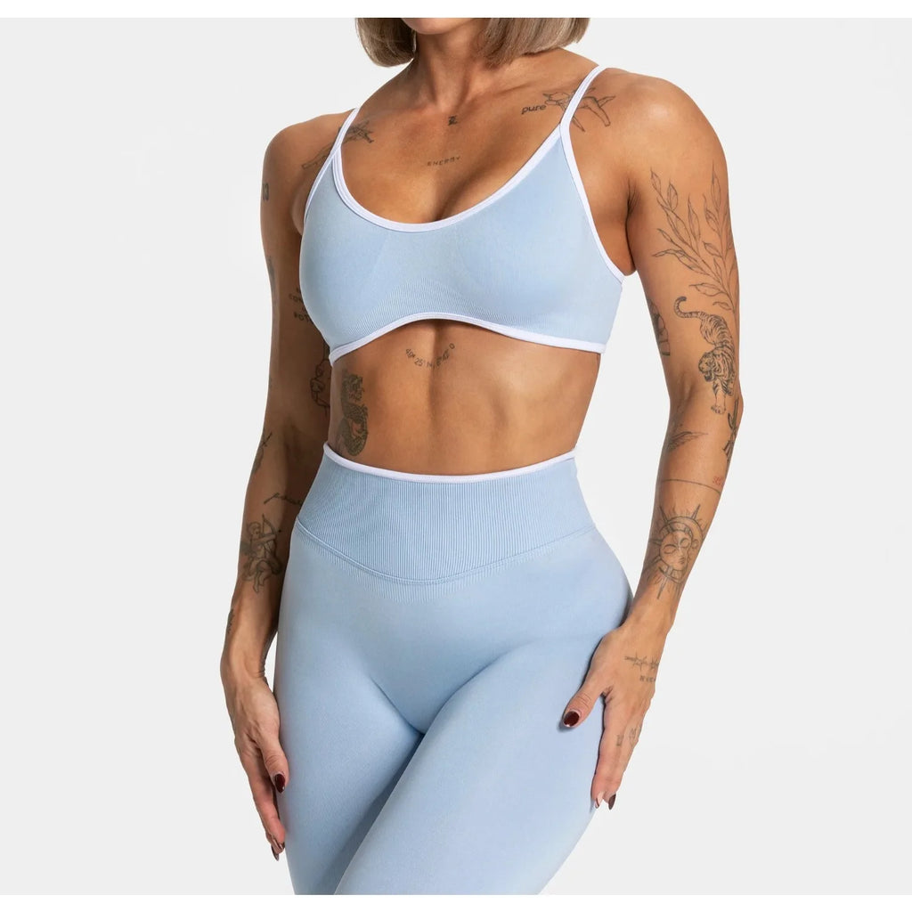 Summer Women's Solid Color Sports Suspender Bra Sexy Backless Knit with Chest Cushion Suspender Yoga Fitness Top