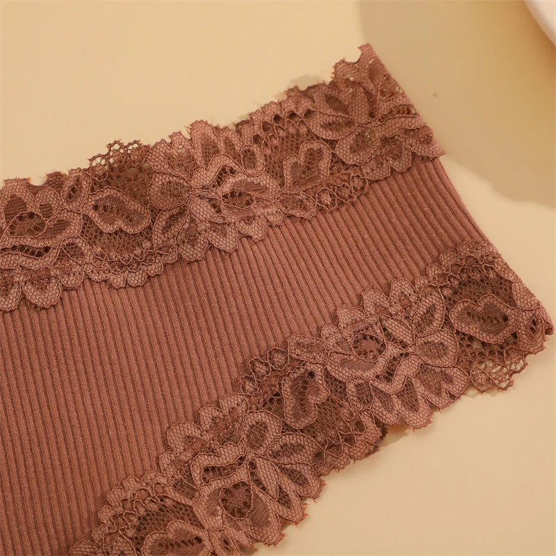 5 Teile/satz Frauen Baumwolle Höschen Floral Spitze Intime Unterwäsche Trendy Patchwork Spitze Slip Weibliche Weiche Unterhose Dessous S-XL