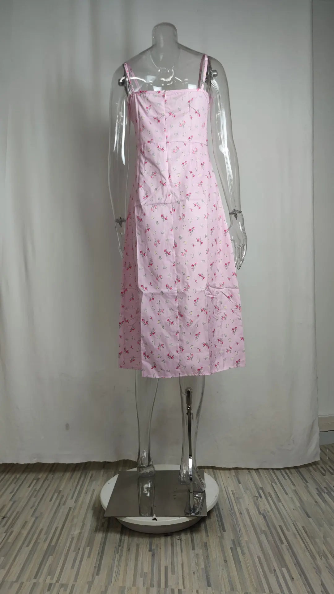 Elegantes Damen-Blumenkleid für Strandurlaub und Streetwear, Sexy Tief Ausgeschnittenes Strandparty-Kleid mit Schlitz, Schickes Bodycon-Kleid Ärmellos für Damen