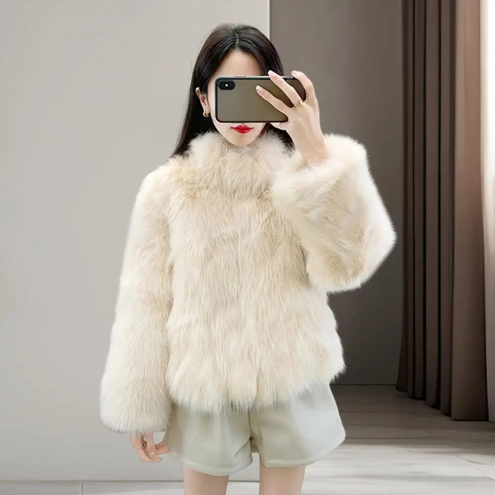 Herbst Winter Übergroßen Lose Beiläufige Luxus Weichen Dicken Warmen Haarigen Faux Mantel Frauen Langarm Flauschigen Jacke 2024