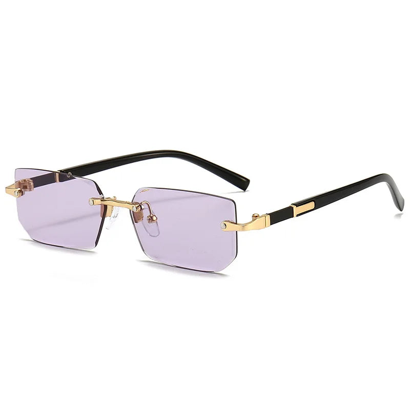 Randlose Sonnenbrille Rechteck Mode beliebte Frauen Männer Schatten kleine quadratische Sonnenbrille für weibliche männliche Sommer reisen Okulos