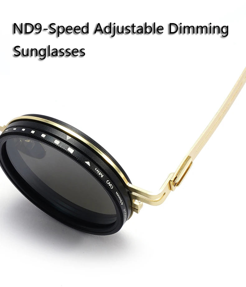 Neue Einstellbare 1-9 Sonnenbrille Punk Polarisierte Sonnenbrille Männer Frauen Runde ND Filter Linsen Retro Angeln Brillen Shades