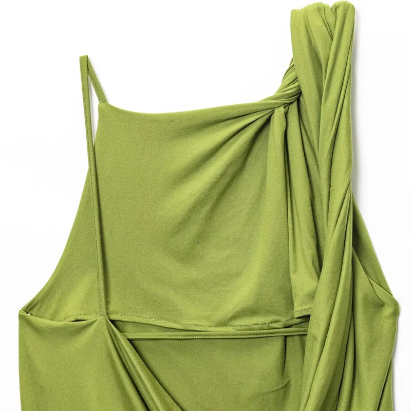 Top Frauen Sommer Tank Ärmelloses Top Mit Offenem Rücken Rüschen Asymmetrische Slip Top Sexy Street Style CasualOversize Grün Tops