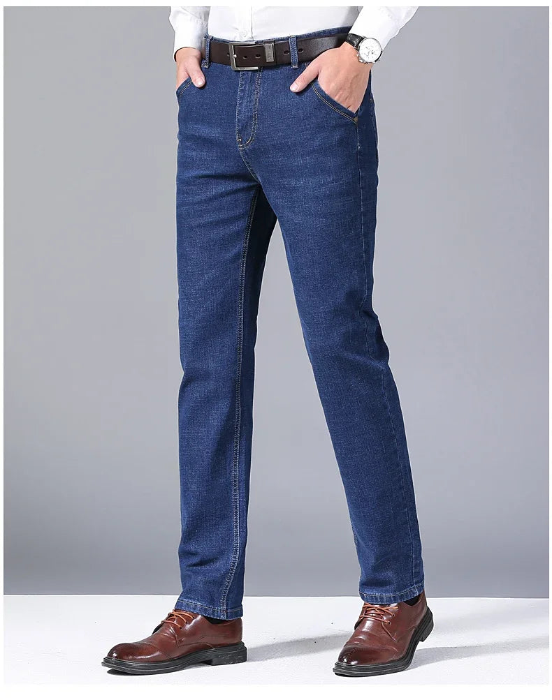 Männer Frühling Herbst Vintage Schwarz Business Jeans Männer Casual Gerade Stretch Klassische Arbeit Denim Hosen Bequeme Hose