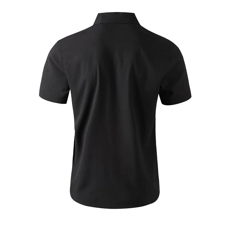 Neues Herren-Business-Casual-Hemd mit kurzen Ärmeln, einfarbig, für Sommermode, ohne Bügeln, bequemes und vielseitiges Oberteil