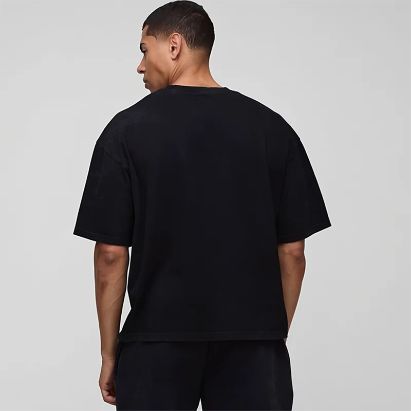 Basic Übergroßes Boxy Rundhals-T-Shirt Herren Schwergewicht 240GSM 100 % Baumwolle Halbarm-T-Shirts Sommer Lose Sportbekleidung