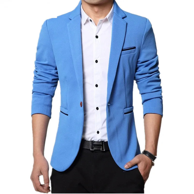 2024 männer Slim fit Neue Mode Blazer Anzug Jacke Schwarz Blau Rot Plus größe L bis 5XL Männliche Blazer Herren mantel Hochzeit Kleid