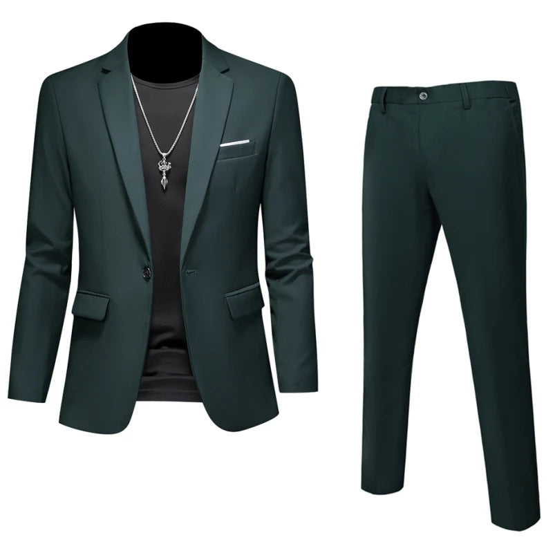Plus Size 6XL 5XL Herrenanzug Mantel + 2-teilige Hose/Business Fashion Bürokleid/Slim Fit Hochwertiges Bräutigam-Hochzeitskleid-Anzug-Set