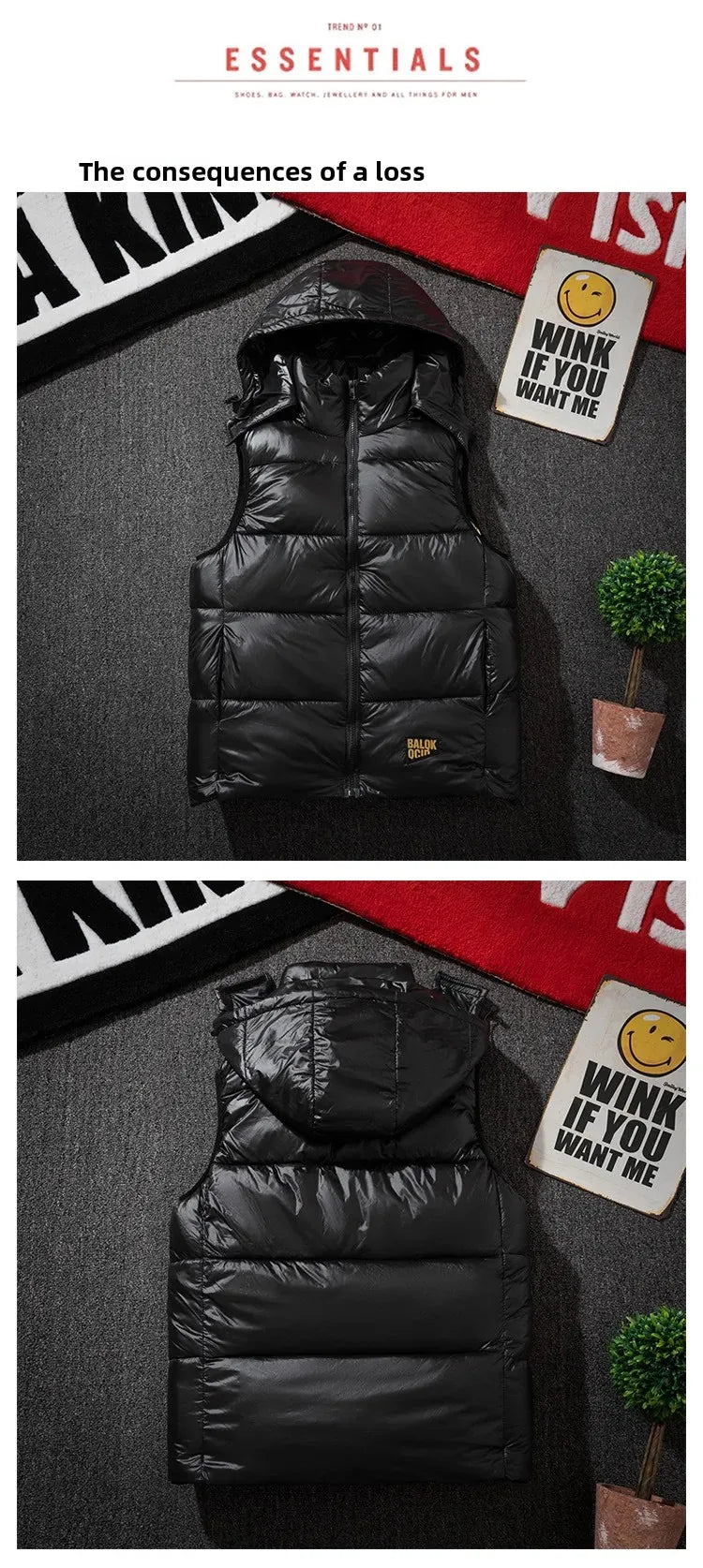 Männer Verdickte Daunen Baumwolle Weste Helle Oberfläche Mode Marke Warme Herbst Winter Oberbekleidung Schulter Pad Weste Jacke