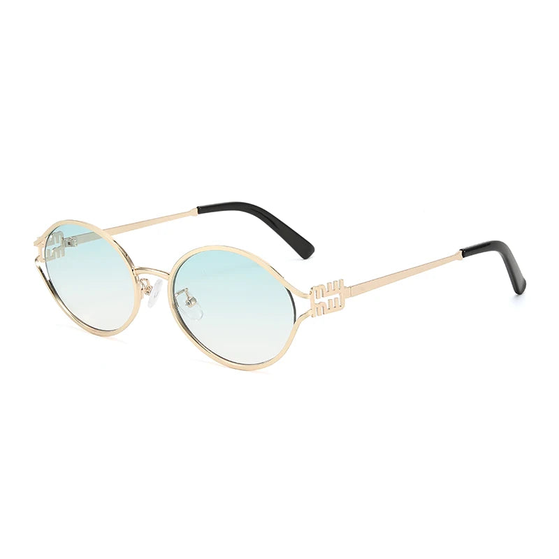 1-2PCS Neue Mode Marke Sonnenbrille Retro Kleine Rahmen Frau Mann Metall Cat Eye Brille Shades UV Schutz sonnenbrille mit Box