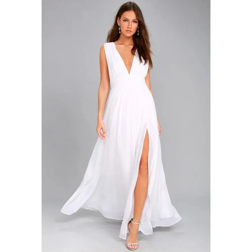 Sexy rückenfreies Maxi-Sommerkleid für Damen, Netzstoff, lang, figurbetont, rot, Weihnachts-Partykleid, Brautjungfern-Abendkleider
