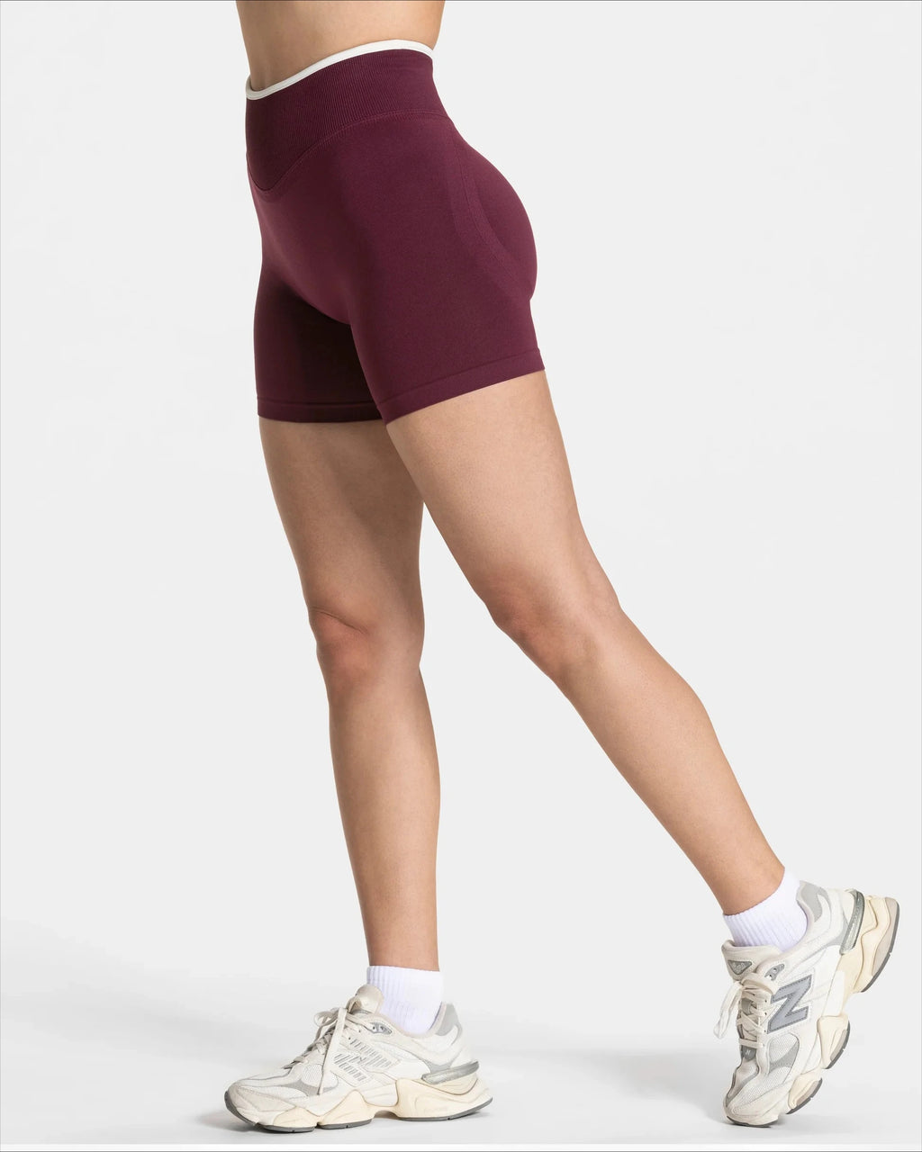 Frauen Nahtlose Gym Einfarbig Sport Shorts Weiß Taille Enge Hohe Taille Hüfte Heben Yoga Hosen Laufsport Shorts