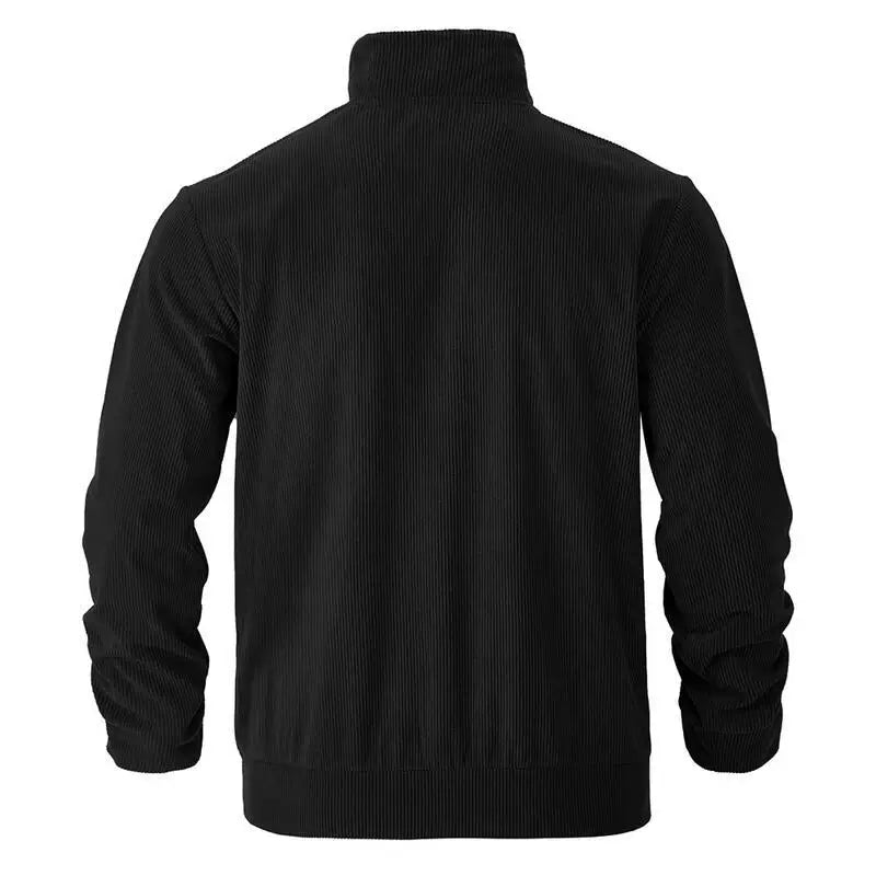 Amerikanische schwere Cord-Herrenjacke, einfache und vielseitige Langarmjacke mit Stehkragen und mehreren Taschen