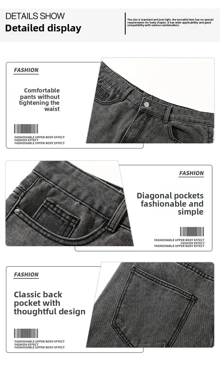 Jeans für Herren im Frühjahr und Sommer 2022, neuer Stil, Trend, gerade, vielseitige Freizeithose, lockere Hose mit weitem Bein