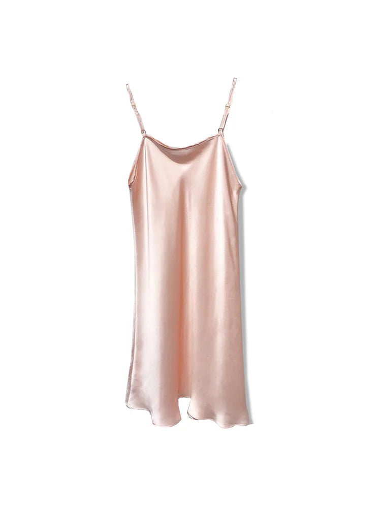 SuyaDream Damen-Minikleid, 19 mm, 100 % echte Seide, ärmellos, solide Spaghettiträger, Schlafkleider, 2022, elegante, schicke Kleidung