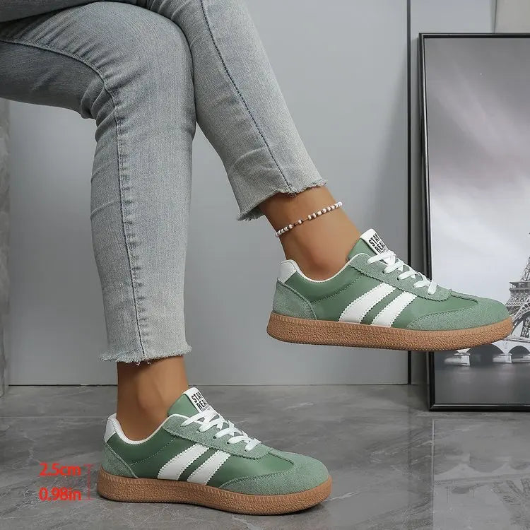 Leichte, bequeme Turnschuhe für Damen, modisch, gestreift, Schnür-Sportschuhe, Damen, lässig, atmungsaktiv, grüne Turnschuhe in Übergröße