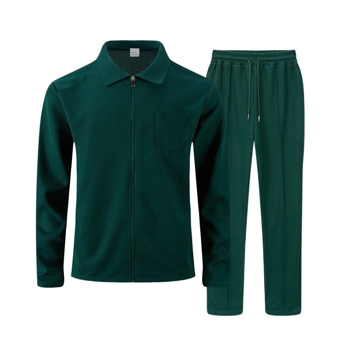 2026 Neue Herren Frühling-Herbst Karierte Strickjacke mit Reißverschlusskragen und Hosen-Set (mit Taschen)
