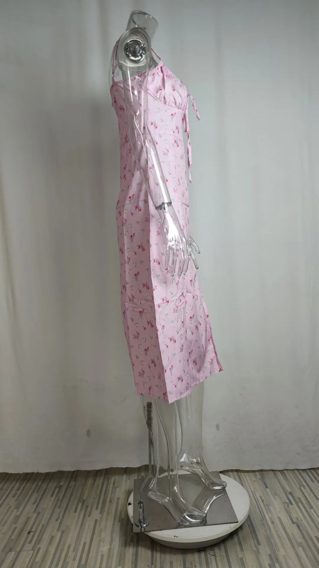 Elegantes Damen-Blumenkleid für Strandurlaub und Streetwear, Sexy Tief Ausgeschnittenes Strandparty-Kleid mit Schlitz, Schickes Bodycon-Kleid Ärmellos für Damen