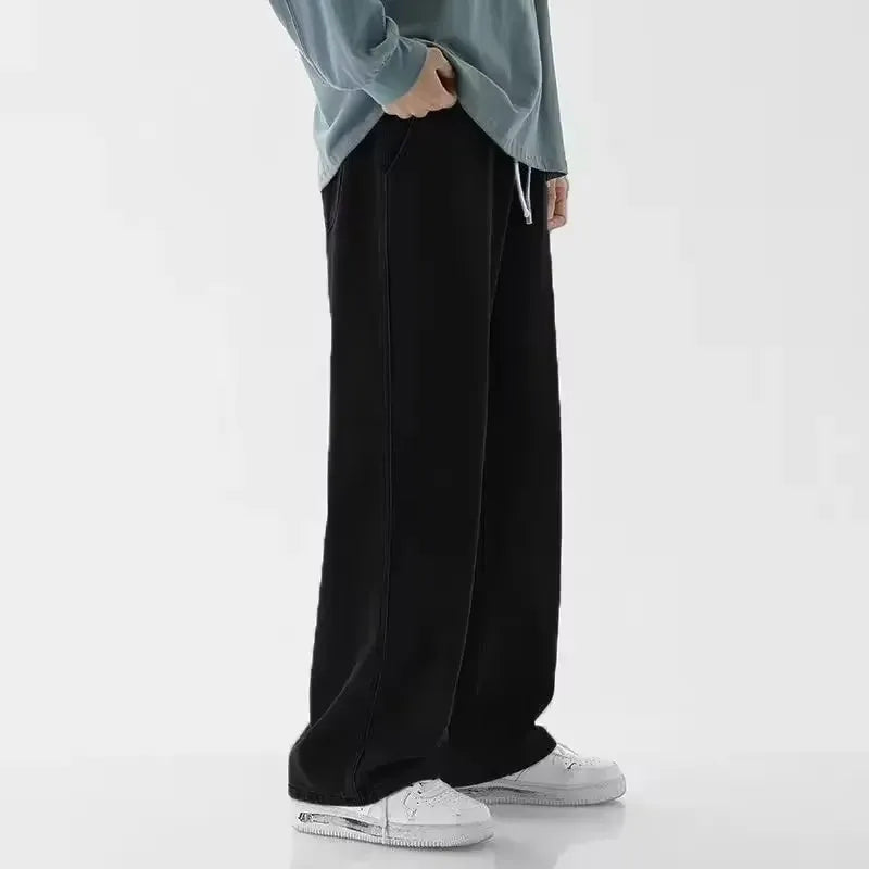 2025 neue Streetwear Lose Jeans Männer Koreanischen Stil, Mode, Lose Gerade Breite Bein Hosen Männer der Marke Kleidung Schwarz Licht blau