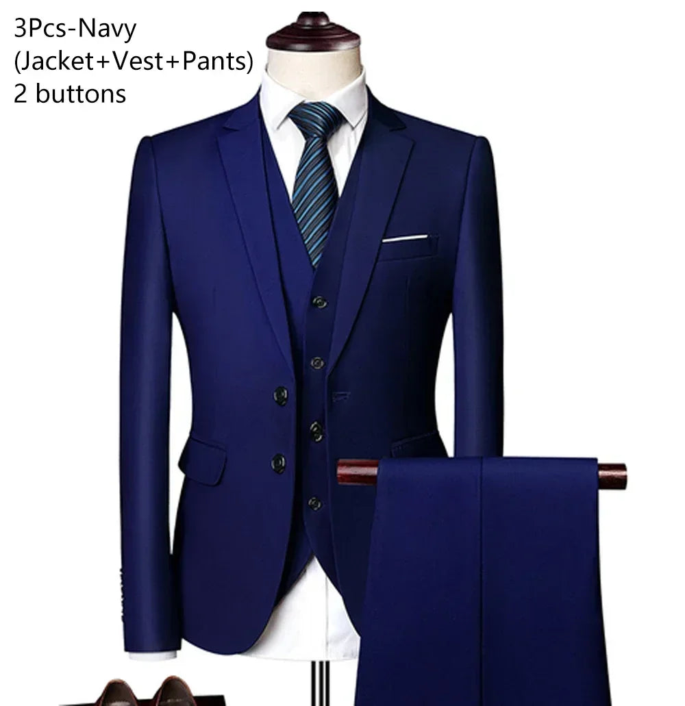 Hochzeitsanzüge für Männer, 3-teiliges Set, elegante Jacken, Weste, Hosen, Blazer, formelles Outfit, modisch, klassisch, komplettes 2024-Kostüm