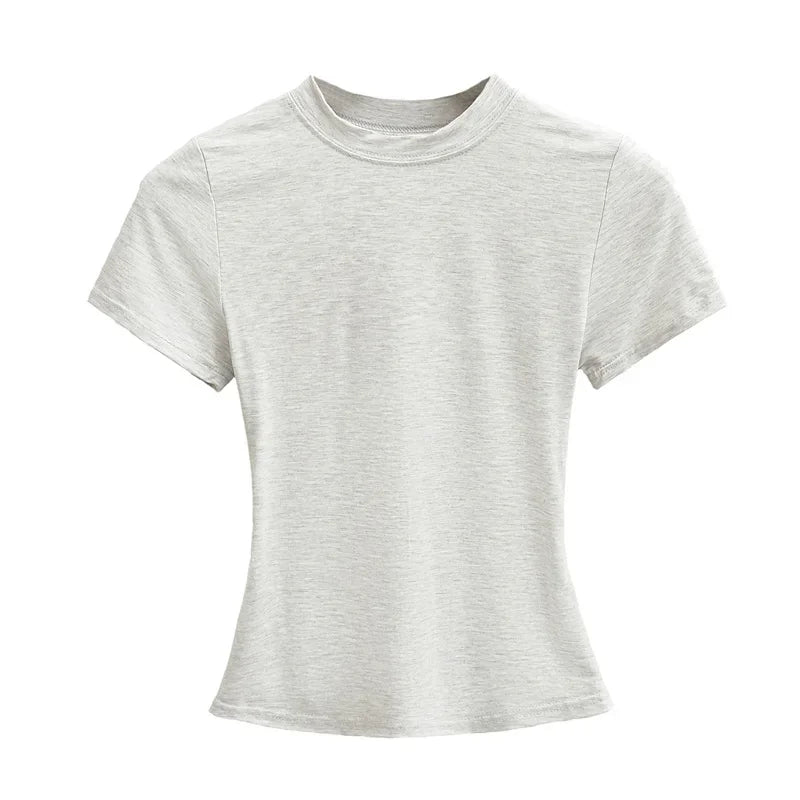 2025, neues, hochwertiges, lässiges T-Shirt, sexy, schlanke, kurze Ärmel, Modetrend, solide Damenbekleidung, Y2K-Tops