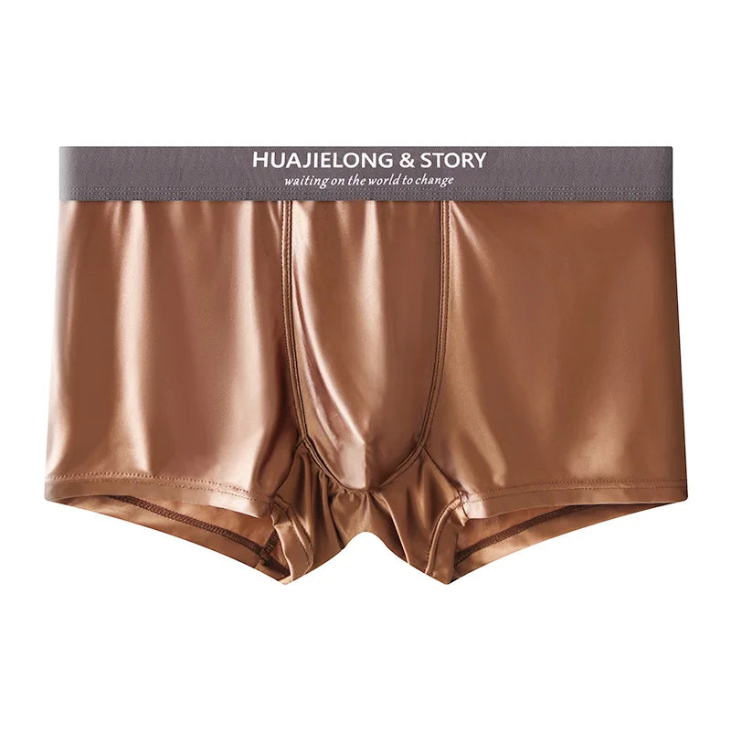 1/3Pcs Atmungsaktive Dünne Satin Seide Boxer Briefs Nahtlose Mittlere Taille Eis Seide Boxer Unterhose Glatte Unterwäsche für Männer Täglich