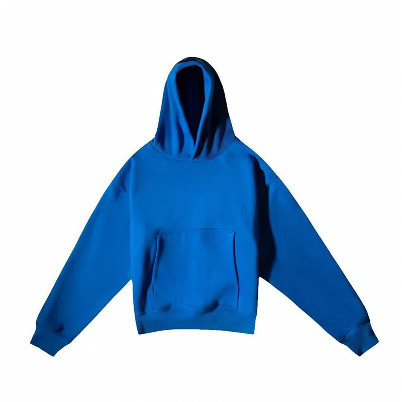 Autumn Winter High Street Oversized Kanye West Hoodie Men Women 1:1 Solid Color Black Brown Red Blue Pullover Streetwear Hooded