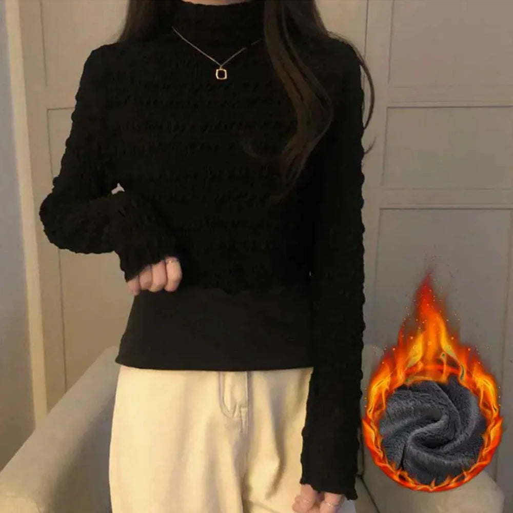 Woman Clothes Half-high Neck Casual Elegant Bottoming Shirt Long-sleeved T-shirt Slim Fit Fashion Tops Women's Thermal Underwear
