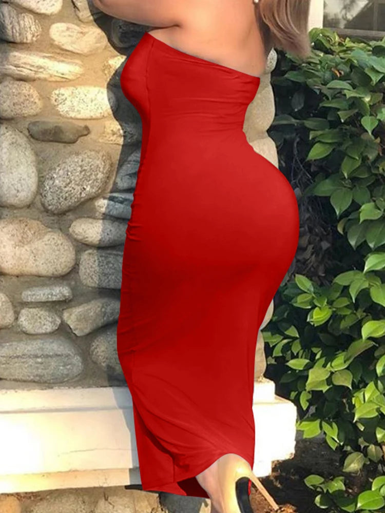 Sommer Damen Sexy ärmelloses, auf der Brust gewickeltes langes Strandkleid