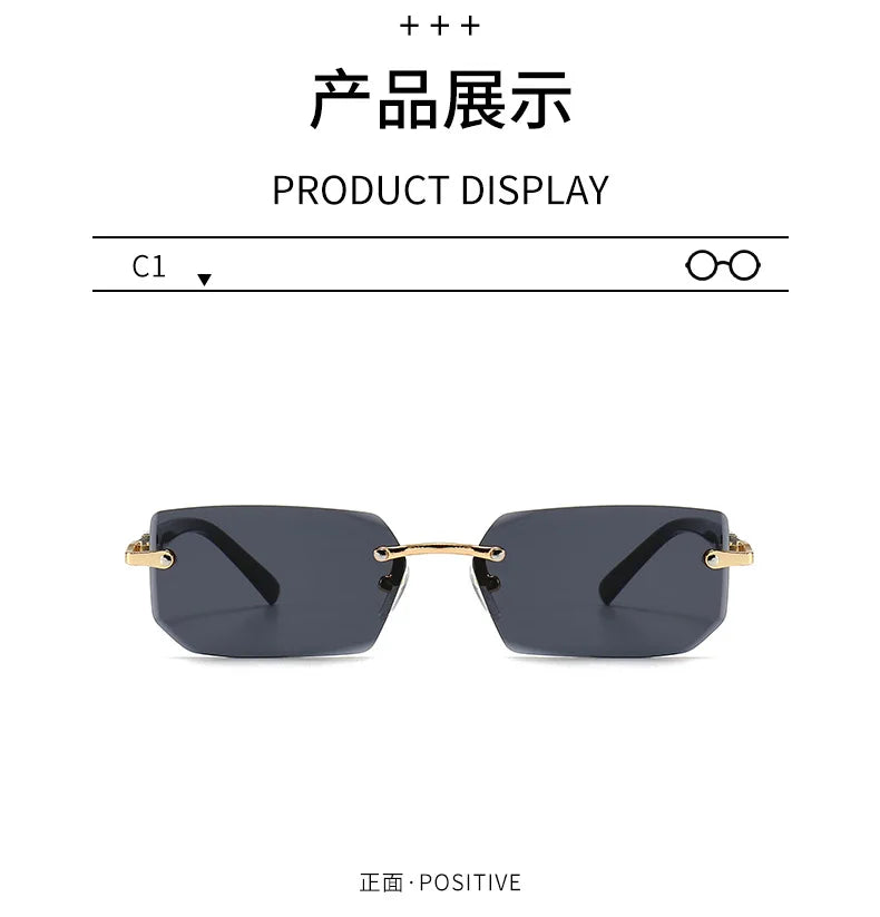 Randlose Sonnenbrille Rechteck Mode beliebte Frauen Männer Schatten kleine quadratische Sonnenbrille für weibliche männliche Sommer reisen Okulos