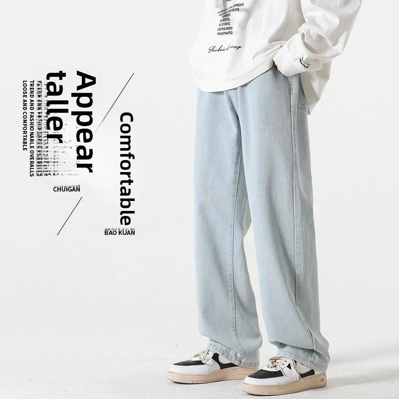 Jeans für Herren im Frühjahr und Sommer 2022, neuer Stil, Trend, gerade, vielseitige Freizeithose, lockere Hose mit weitem Bein