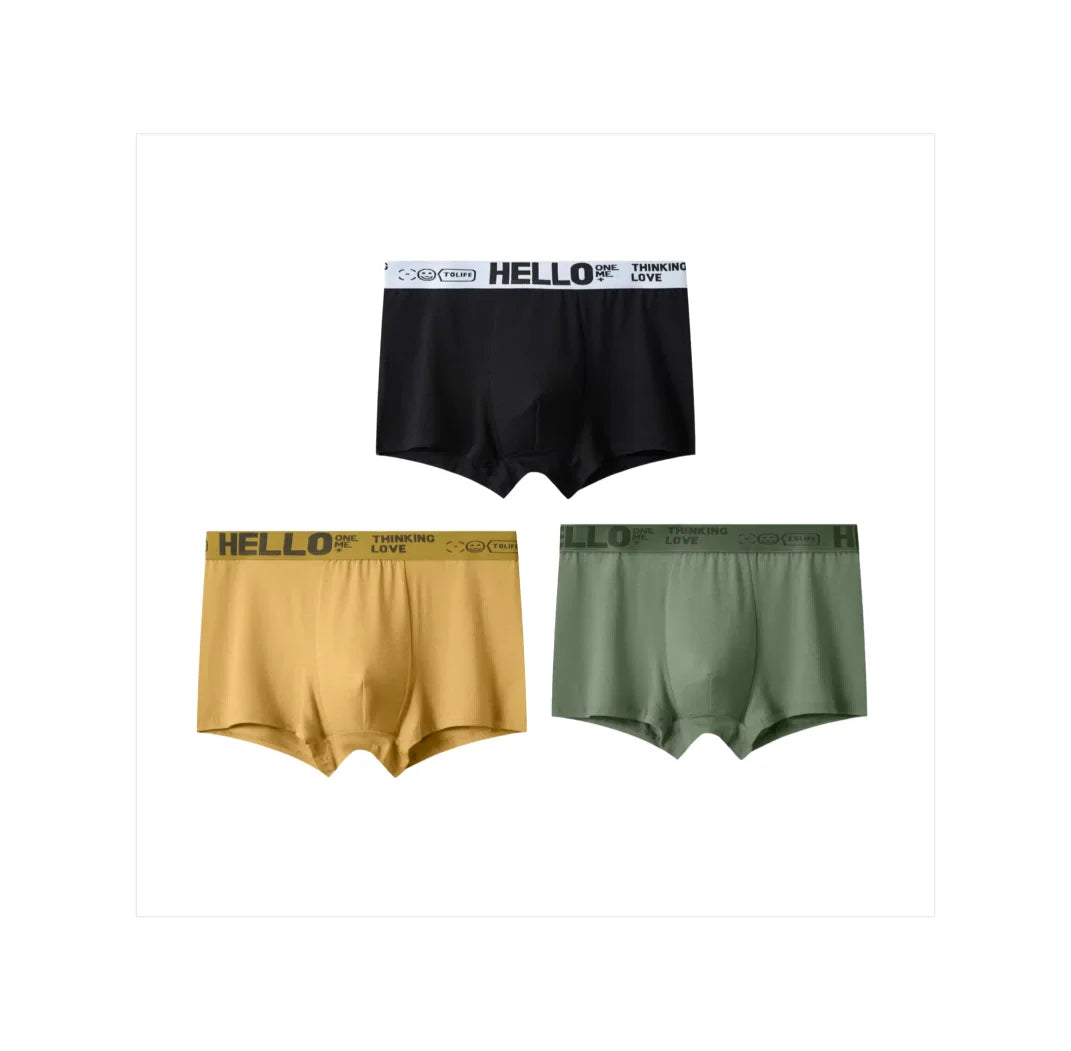 1/3Pc Männer Höschen Atmungsaktive Antibakterielle Boxer Shorts Vier-ecke Shorts Jugendliche Gestrickte Reine Farbe U Konvexen männlichen Unterhose