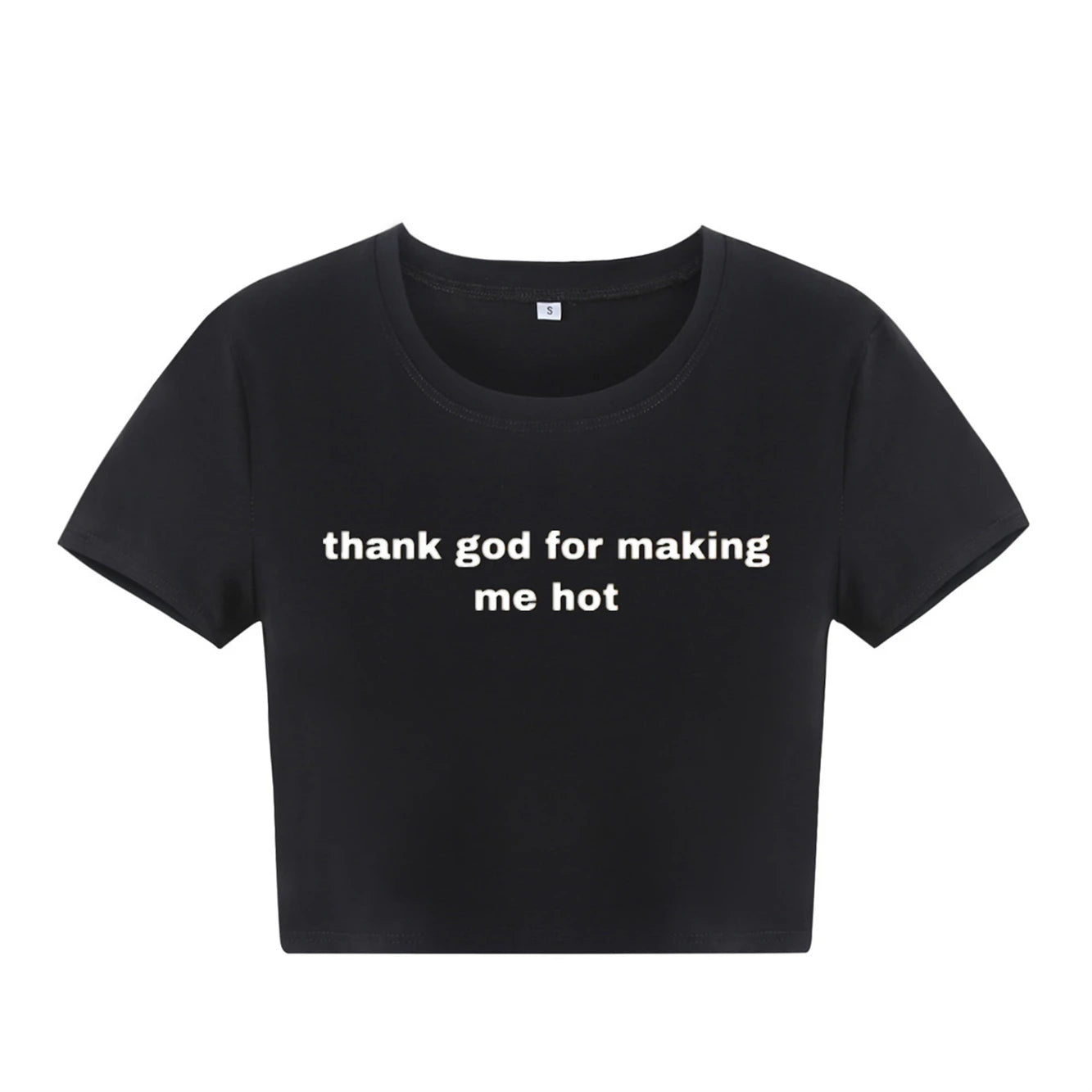 Gott sei Dank, dass ich heiß gemacht habe y2k kurz geschnittenes Baby-T-Shirt 2000s inspiriertes T-Shirt Slogan Grafik Baumwolle T-Shirt Geschenk für sie